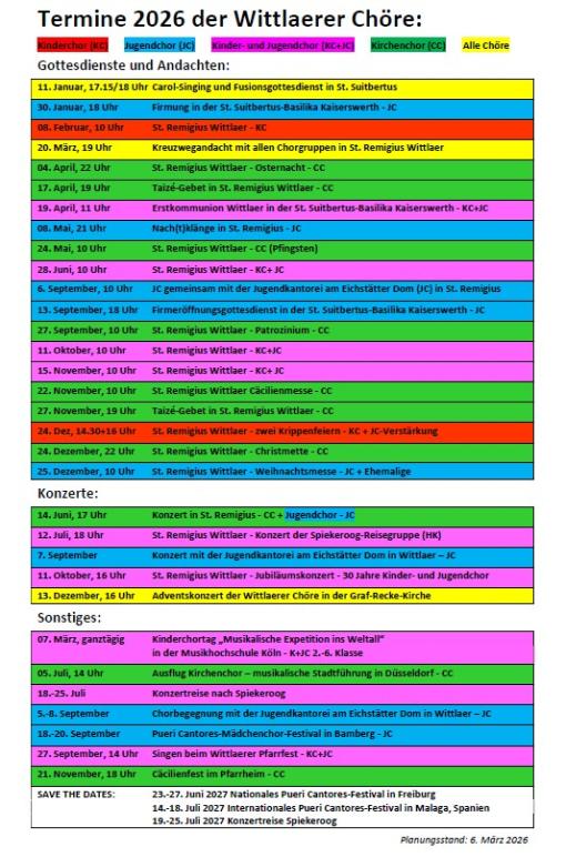 2026 Terminübersicht