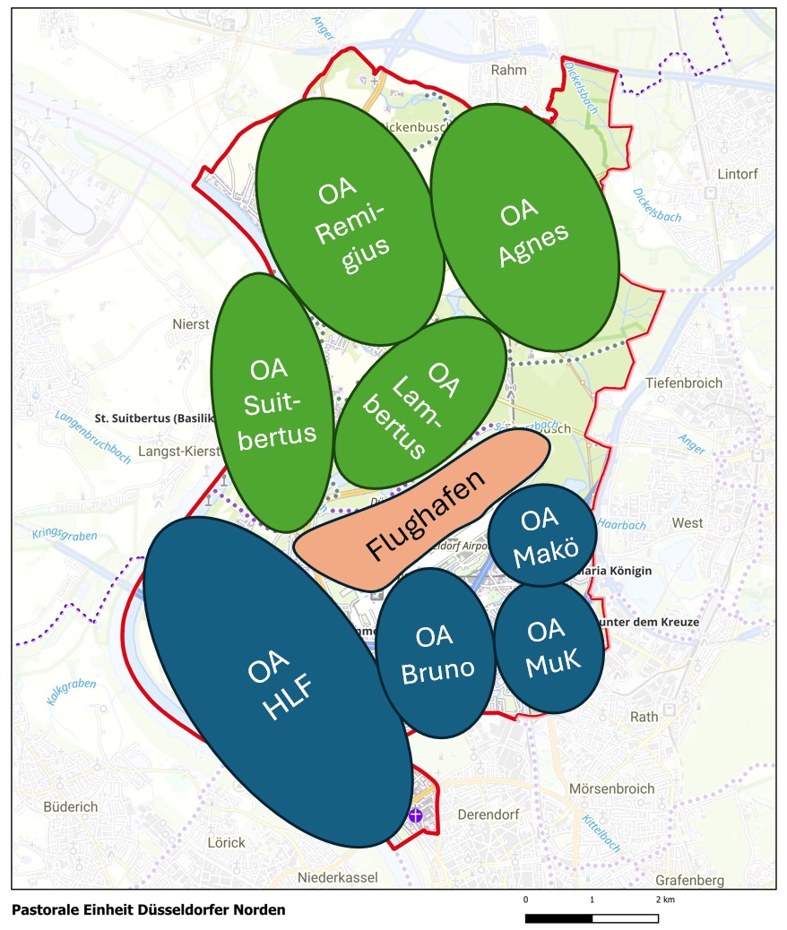 Schematische topografische Lage der Ortsausschüsse