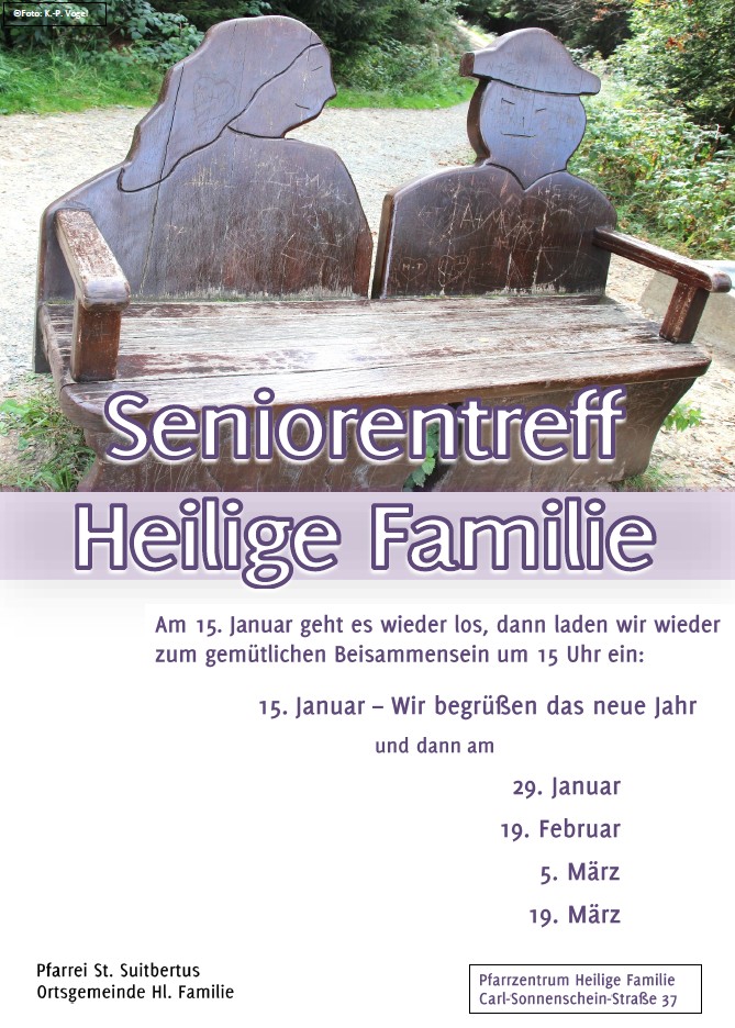 Einladung zum Seniorentreff jeden 2. Donnerstag im Monat um 15 Uhr in Stockum